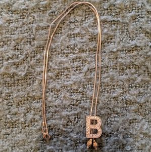 Monogram Silver & Gemstone B Necklace